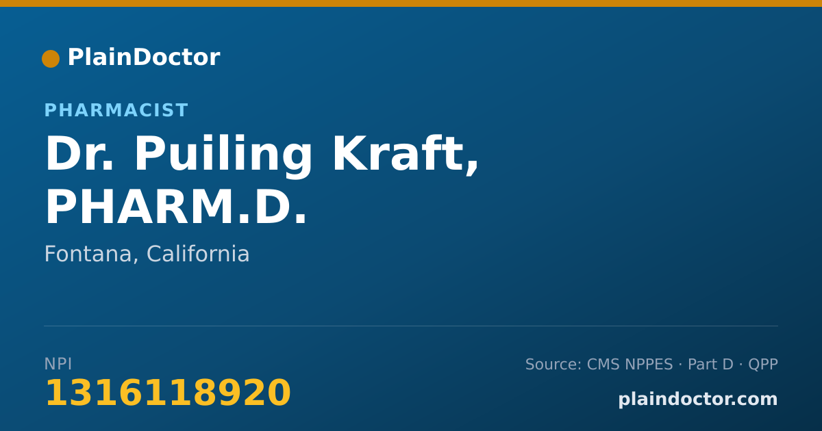 Shareable card for Puiling Kraft, PHARM.D. - Pharmacist, Fontana, CA