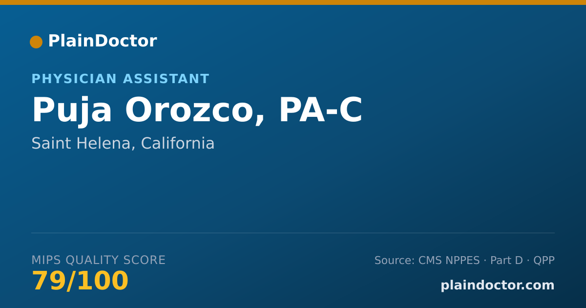 Shareable card for Puja Orozco, PA-C - Physician Assistant, Saint Helena, CA