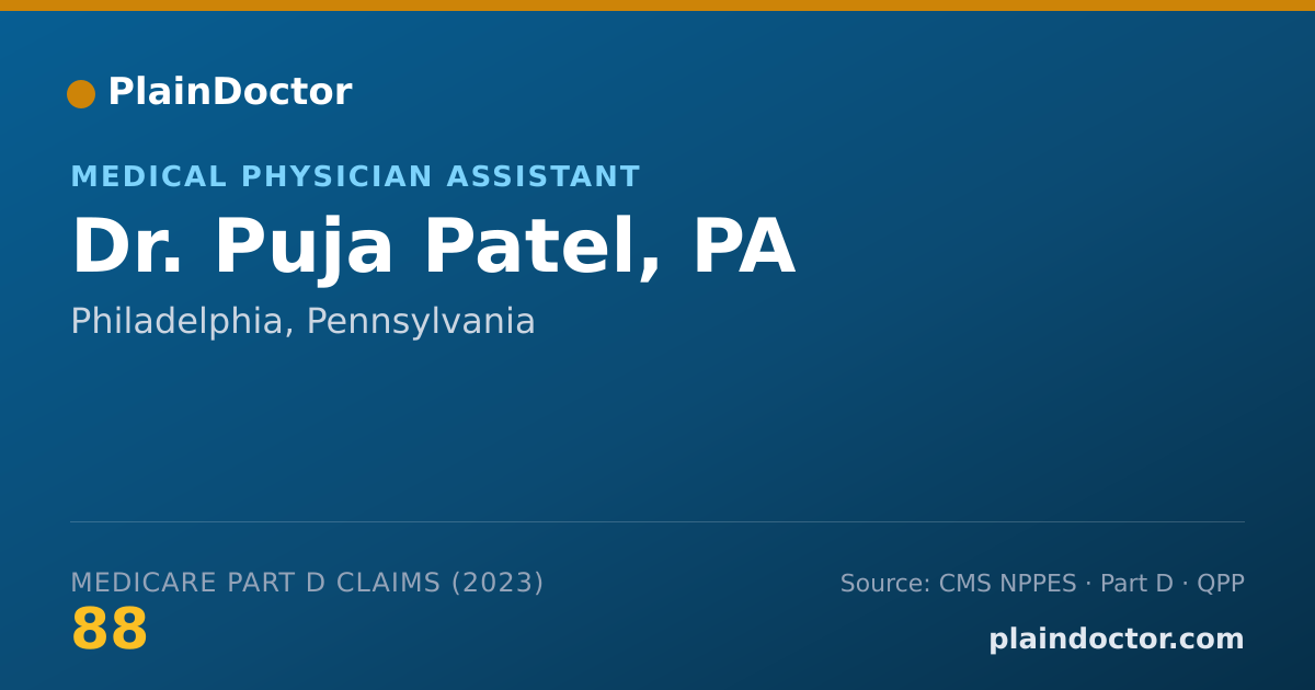 Shareable card for Puja Patel, PA - Medical Physician Assistant, Philadelphia, PA