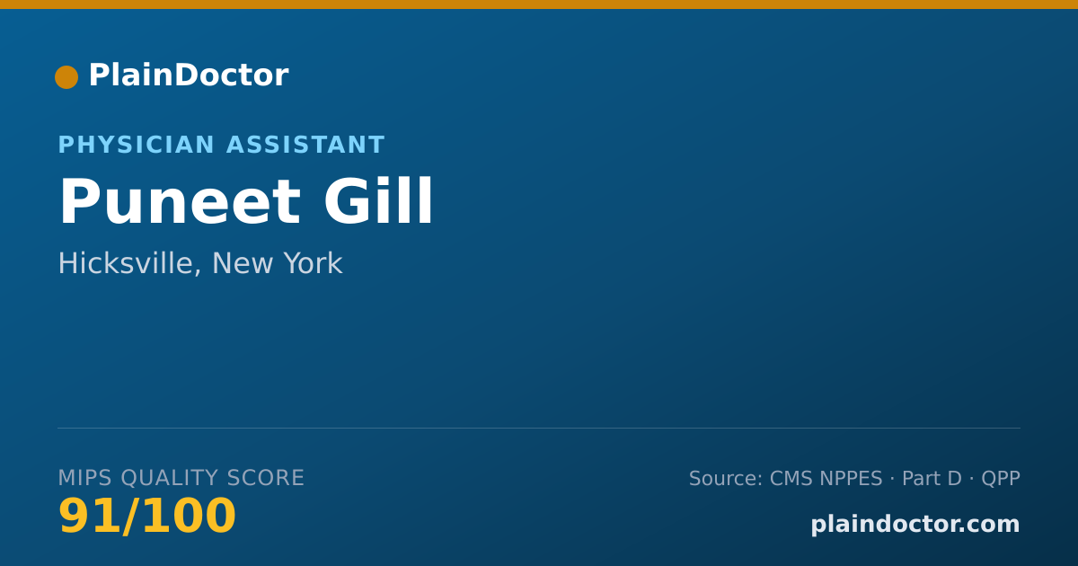 Shareable card for Puneet Gill - Physician Assistant, Hicksville, NY