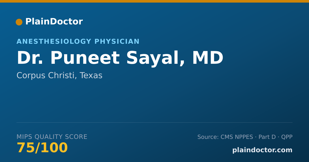 Shareable card for Puneet Sayal, MD - Anesthesiology Physician, Corpus Christi, TX