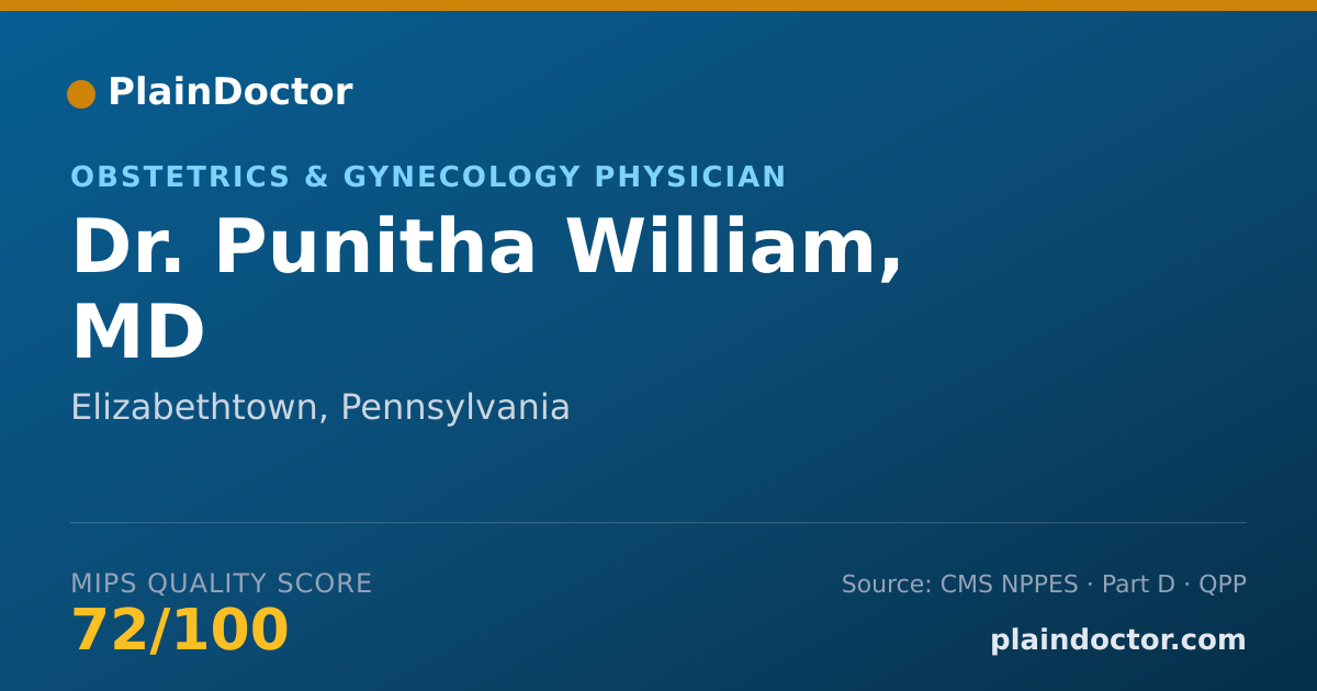 Shareable card for Punitha William, MD - Obstetrics & Gynecology Physician, Elizabethtown, PA