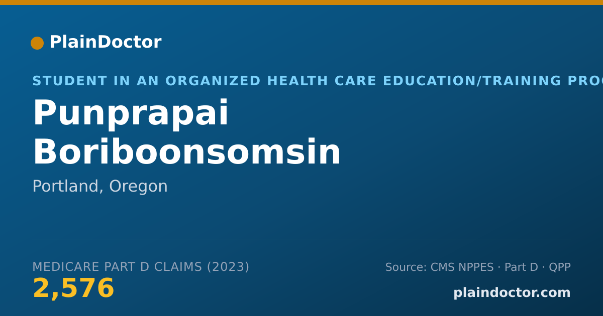 Shareable card for Punprapai Boriboonsomsin - Student in an Organized Health Care Education/Training Program, Portland, OR