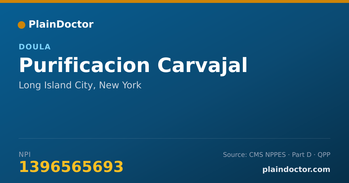 Shareable card for Purificacion Carvajal - Doula, Long Island City, NY