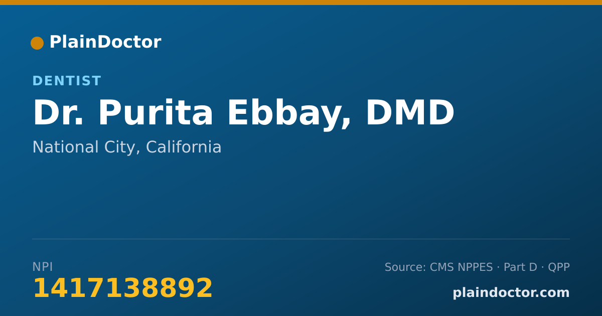 Shareable card for Purita Ebbay, DMD - Dentist, National City, CA