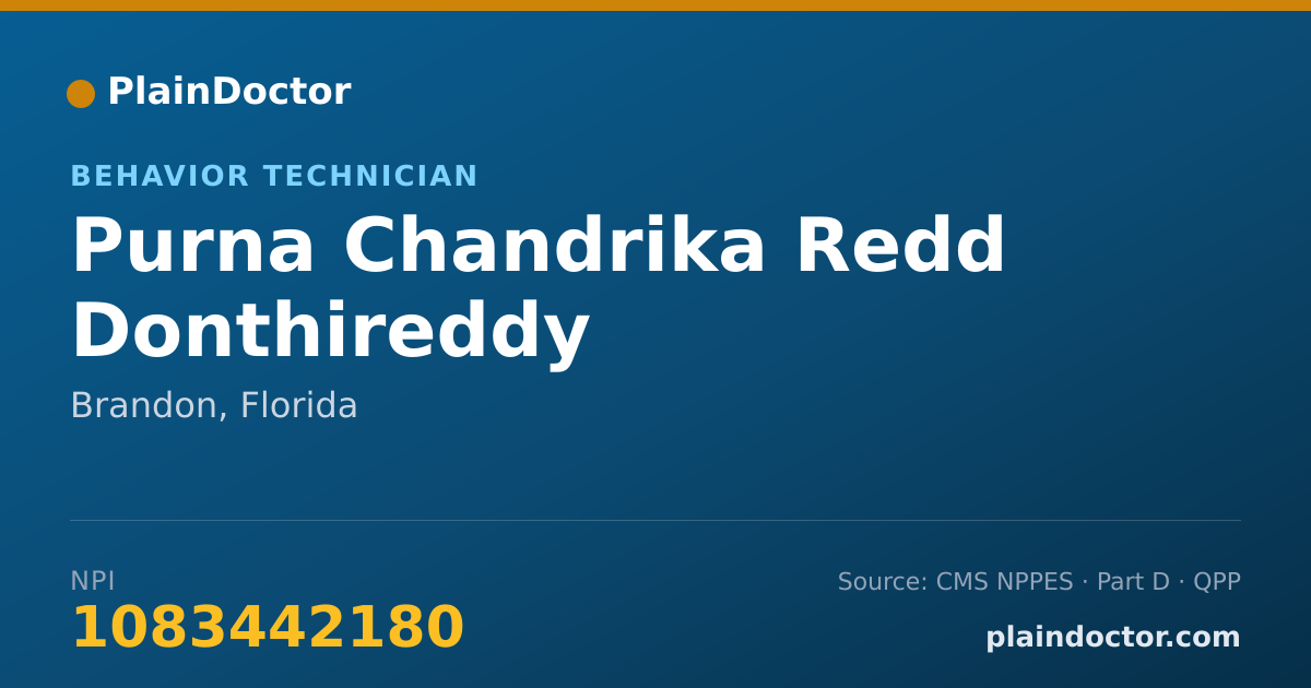 Shareable card for Purna Chandrika Redd Donthireddy - Behavior Technician, Brandon, FL