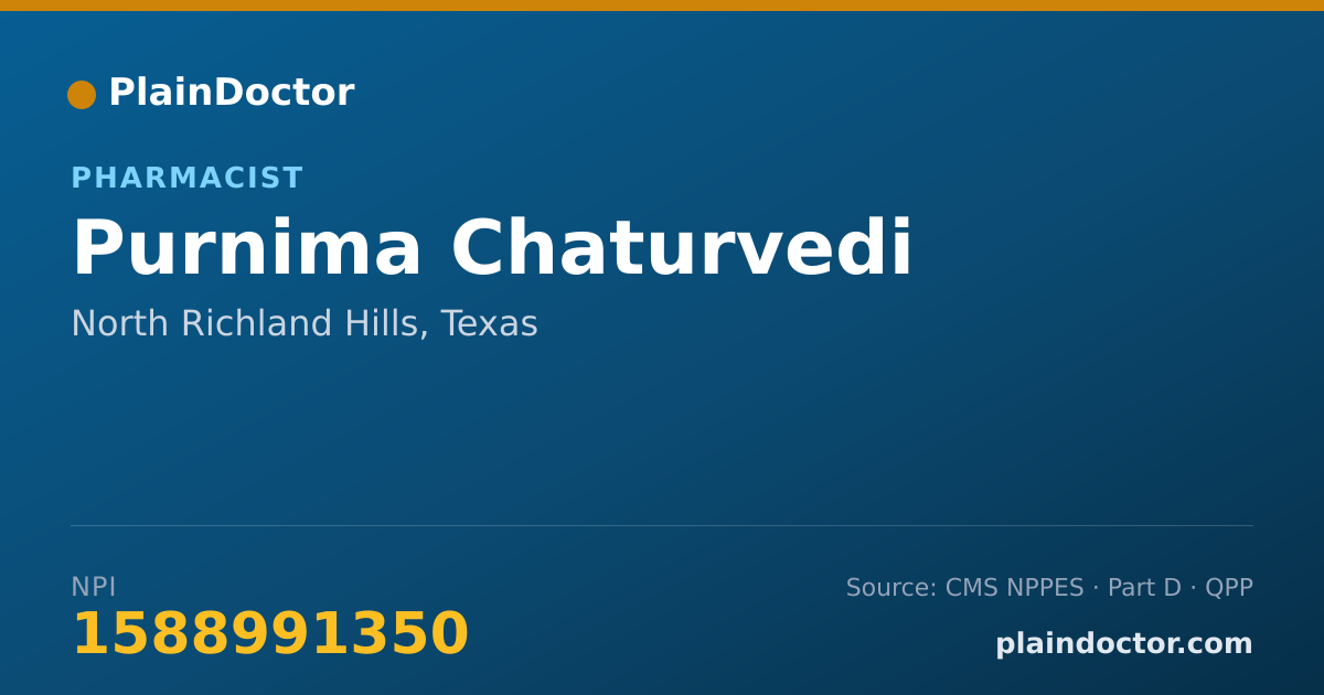 Shareable card for Purnima Chaturvedi - Pharmacist, North Richland Hills, TX
