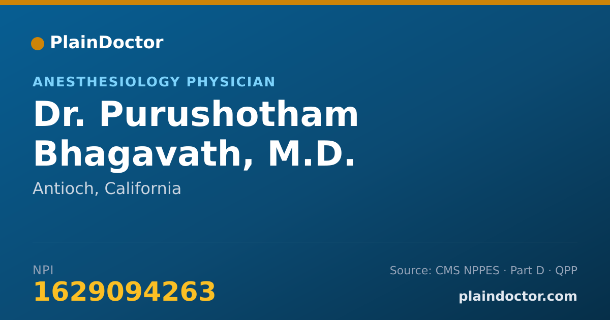 Shareable card for Purushotham Bhagavath, M.D. - Anesthesiology Physician, Antioch, CA