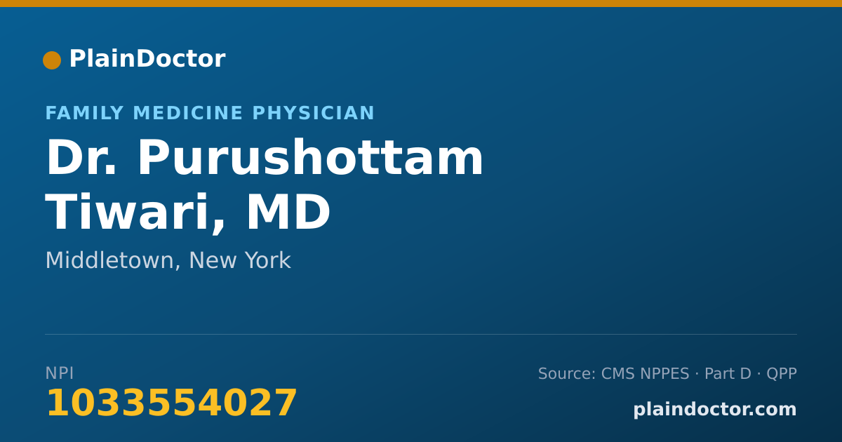 Shareable card for Purushottam Tiwari, MD - Family Medicine Physician, Middletown, NY