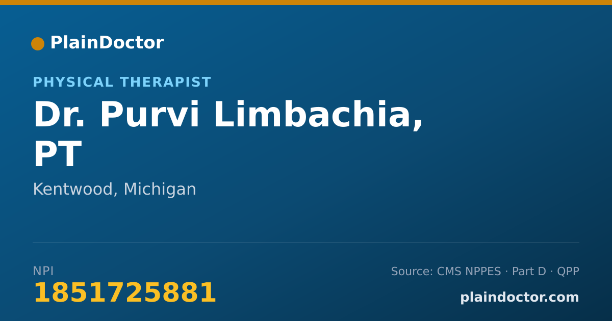 Shareable card for Purvi Limbachia, PT - Physical Therapist, Kentwood, MI