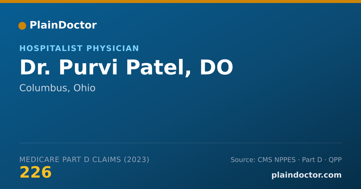 Shareable card for Purvi Patel, DO - Hospitalist Physician, Columbus, OH
