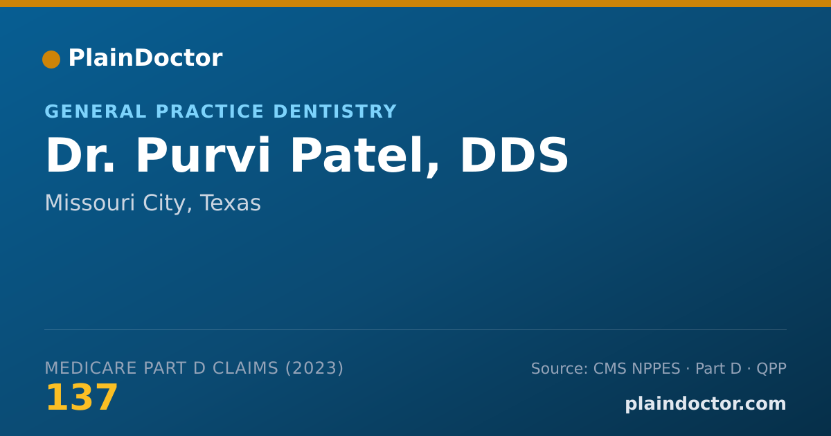 Shareable card for Purvi Patel, DDS - General Practice Dentistry, Missouri City, TX