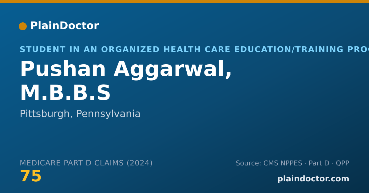 Shareable card for Pushan Aggarwal, M.B.B.S - Student in an Organized Health Care Education/Training Program, Pittsburgh, PA
