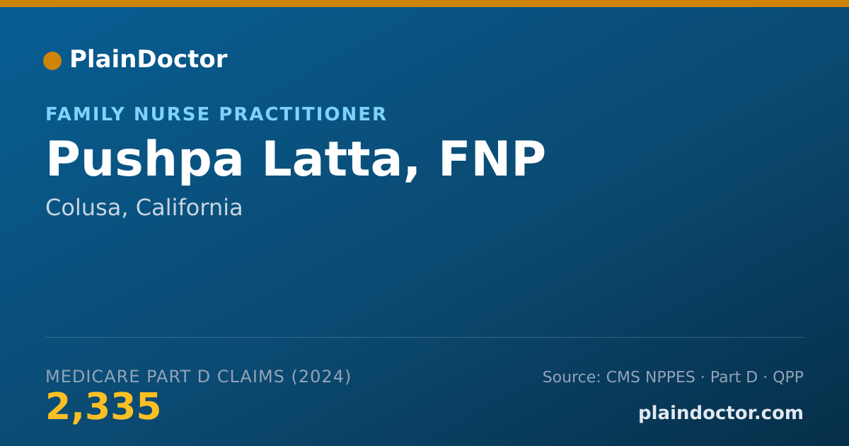 Shareable card for Pushpa Latta, FNP - Family Nurse Practitioner, Colusa, CA