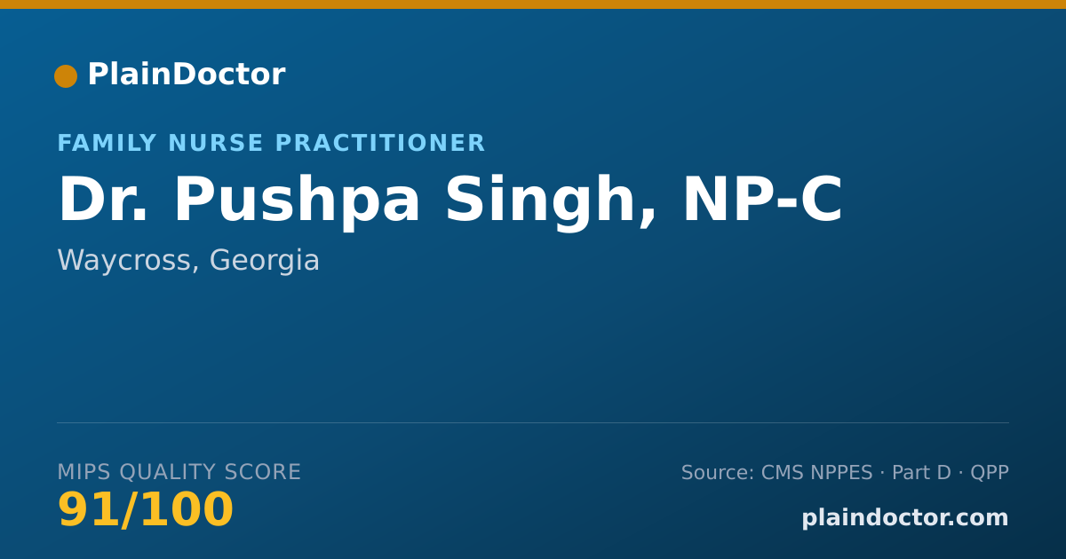 Shareable card for Pushpa Singh, NP-C - Family Nurse Practitioner, Waycross, GA