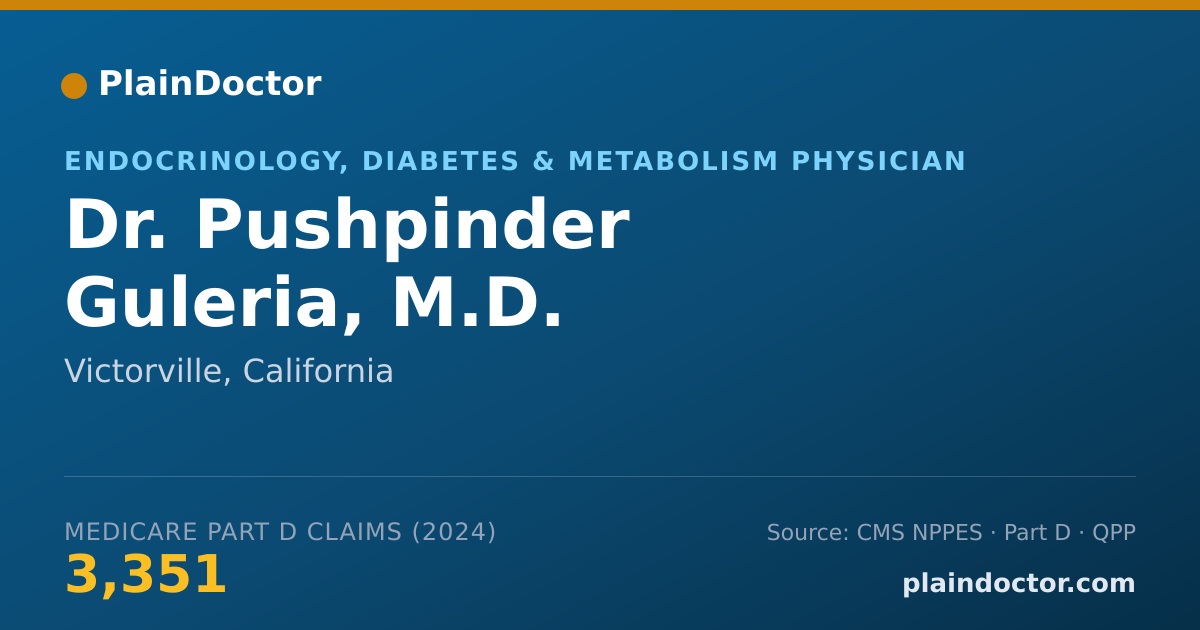 Shareable card for Pushpinder Guleria, M.D. - Endocrinology, Diabetes & Metabolism Physician, Victorville, CA