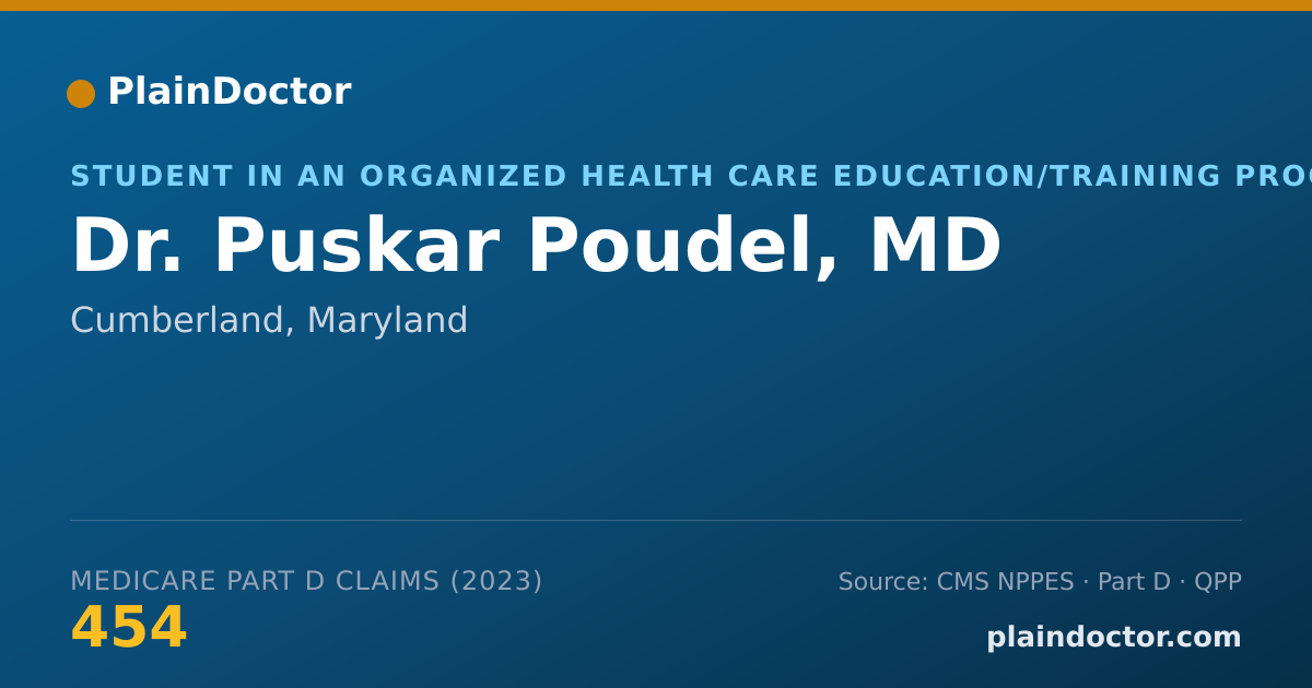 Shareable card for Puskar Poudel, MD - Student in an Organized Health Care Education/Training Program, Cumberland, MD