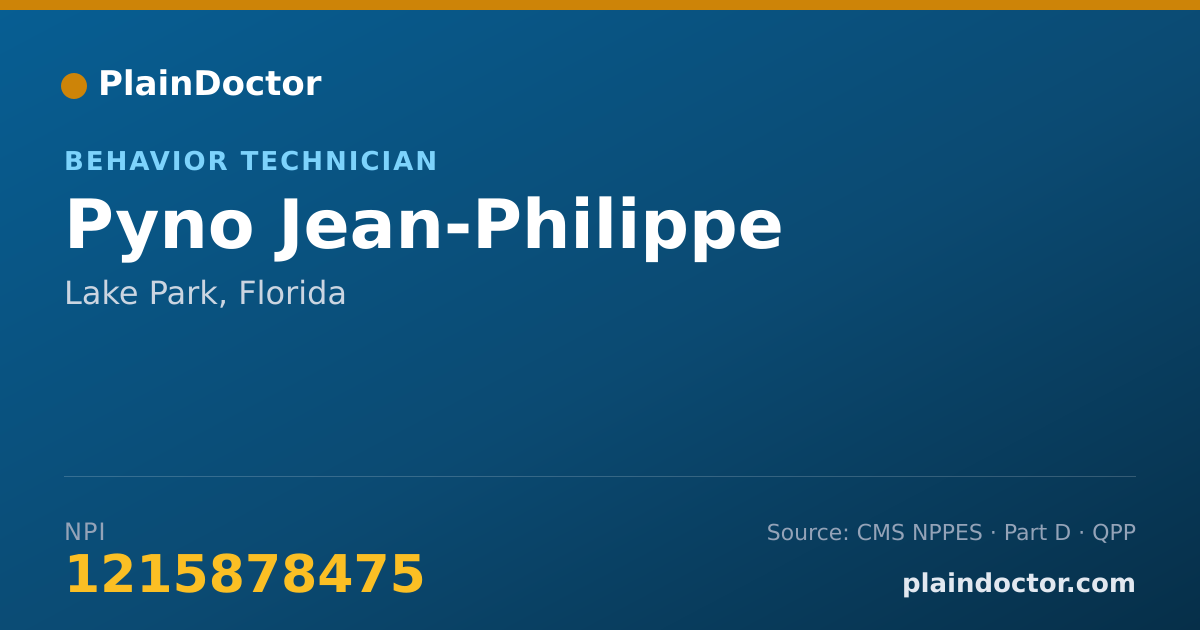 Shareable card for Pyno Jean-Philippe - Behavior Technician, Lake Park, FL
