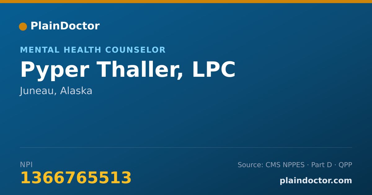 Shareable card for Pyper Thaller, LPC - Mental Health Counselor, Juneau, AK