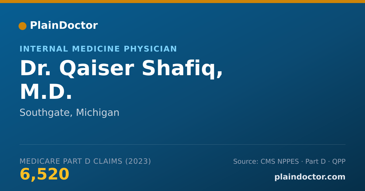 Shareable card for Qaiser Shafiq, M.D. - Internal Medicine Physician, Southgate, MI