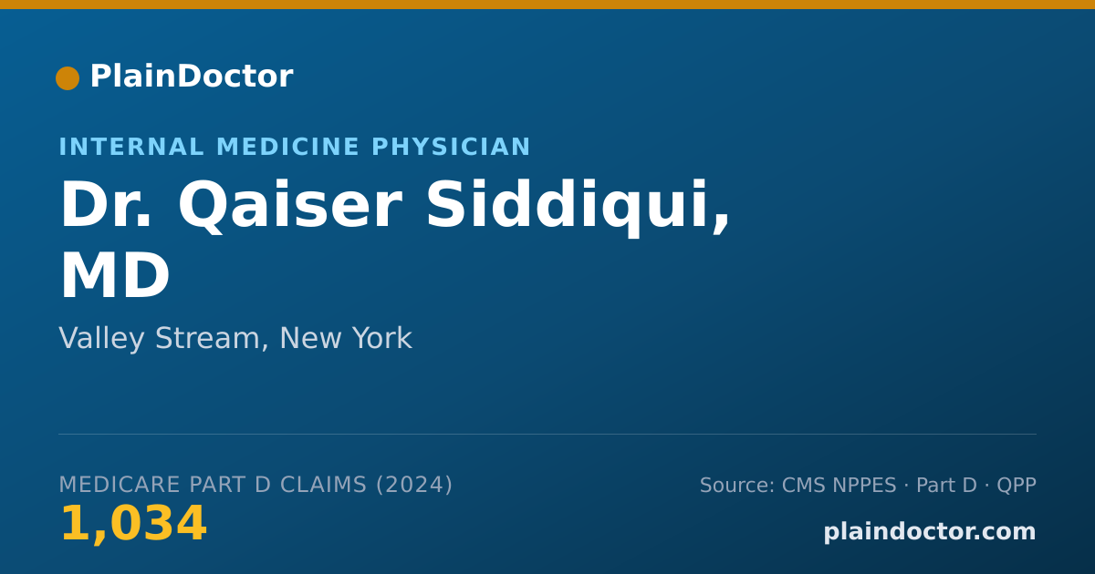 Shareable card for Qaiser Siddiqui, MD - Internal Medicine Physician, Valley Stream, NY