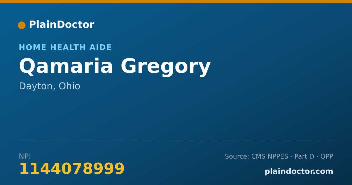 Shareable card for Qamaria Gregory - Home Health Aide, Dayton, OH