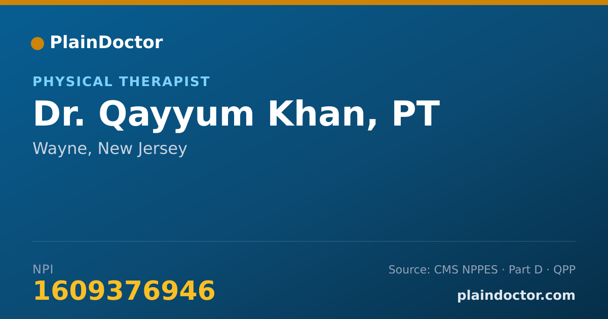 Shareable card for Qayyum Khan, PT - Physical Therapist, Wayne, NJ