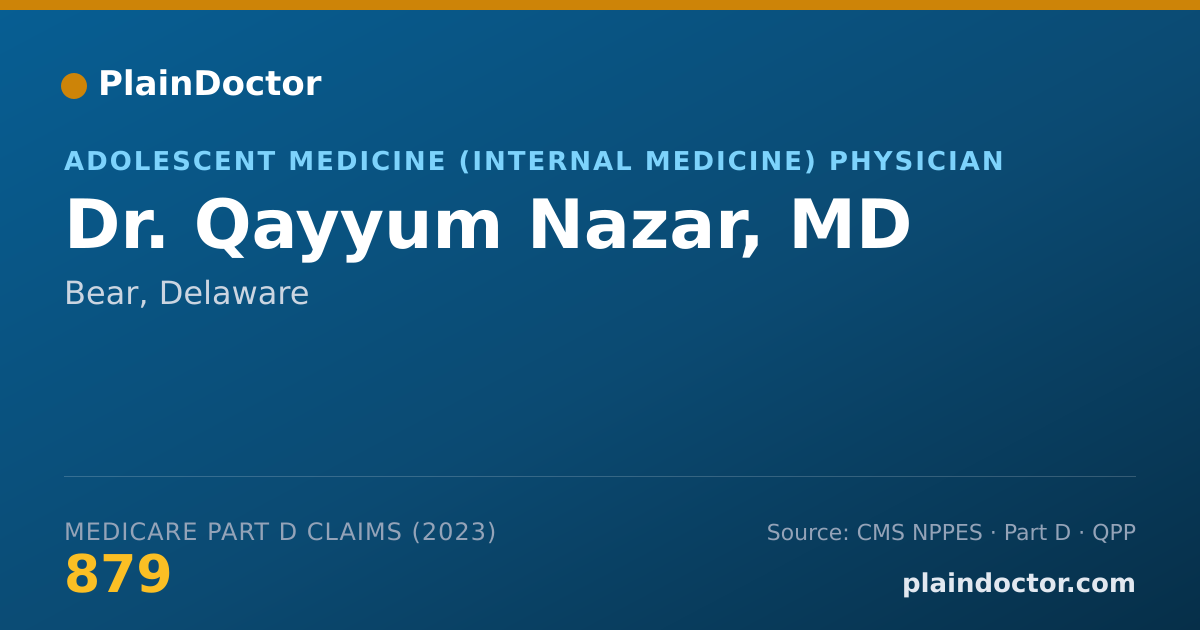 Shareable card for Qayyum Nazar, MD - Adolescent Medicine (Internal Medicine) Physician, Bear, DE