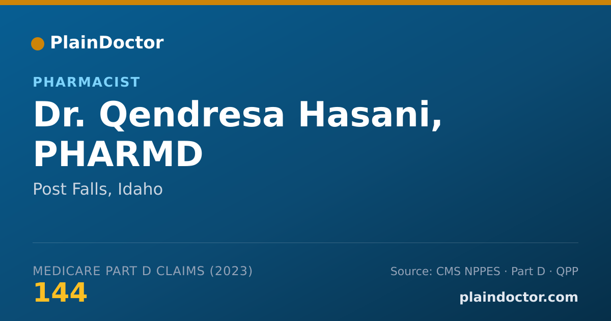 Shareable card for Qendresa Hasani, PHARMD - Pharmacist, Post Falls, ID
