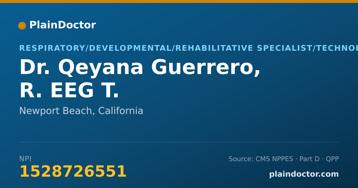 Shareable card for Qeyana Guerrero, R. EEG T. - Respiratory/Developmental/Rehabilitative Specialist/Technologist, Newport Beach, CA
