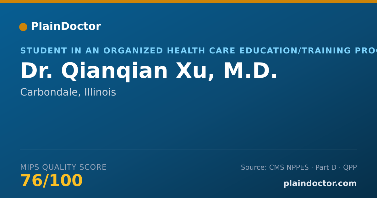 Shareable card for Qianqian Xu, M.D. - Student in an Organized Health Care Education/Training Program, Carbondale, IL