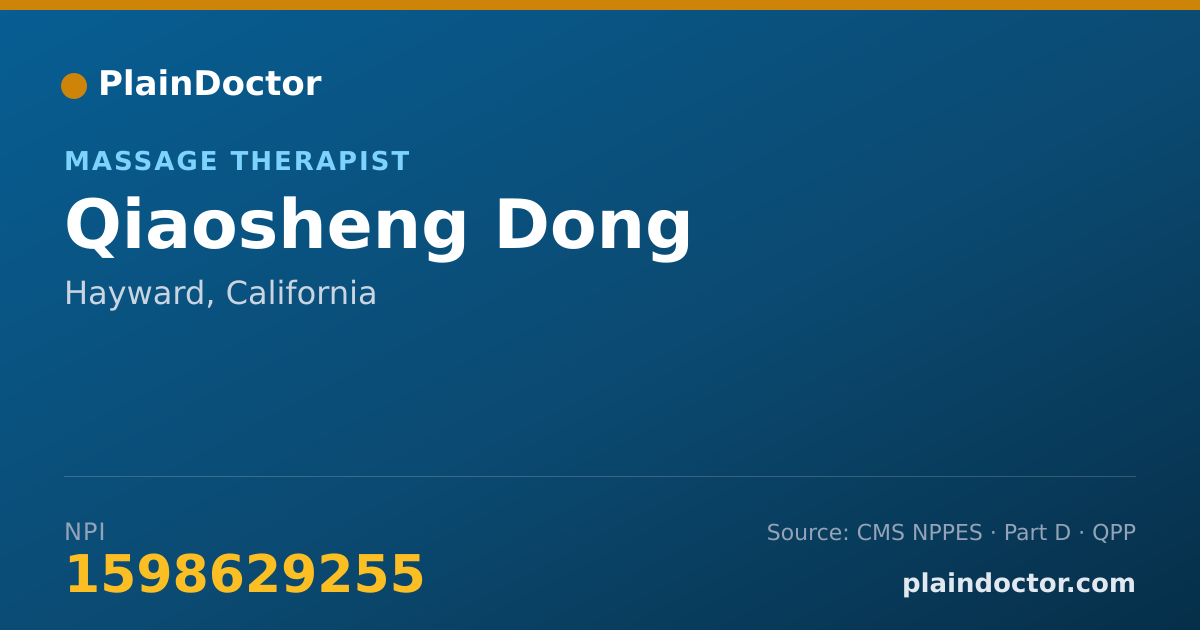 Shareable card for Qiaosheng Dong - Massage Therapist, Hayward, CA