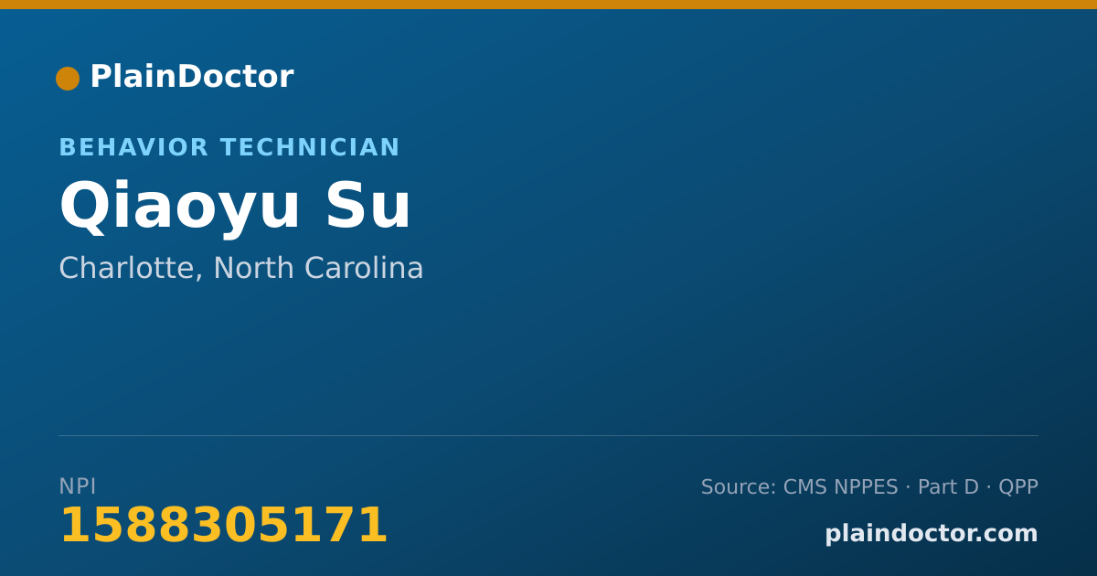 Shareable card for Qiaoyu Su - Behavior Technician, Charlotte, NC