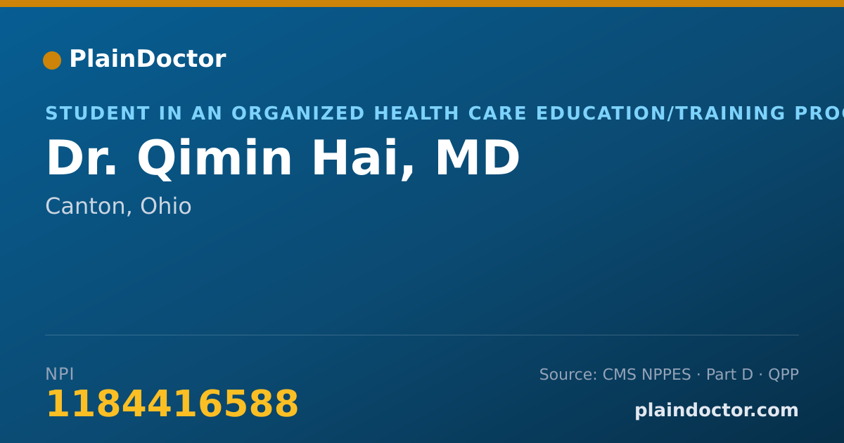 Shareable card for Qimin Hai, MD - Student in an Organized Health Care Education/Training Program, Canton, OH