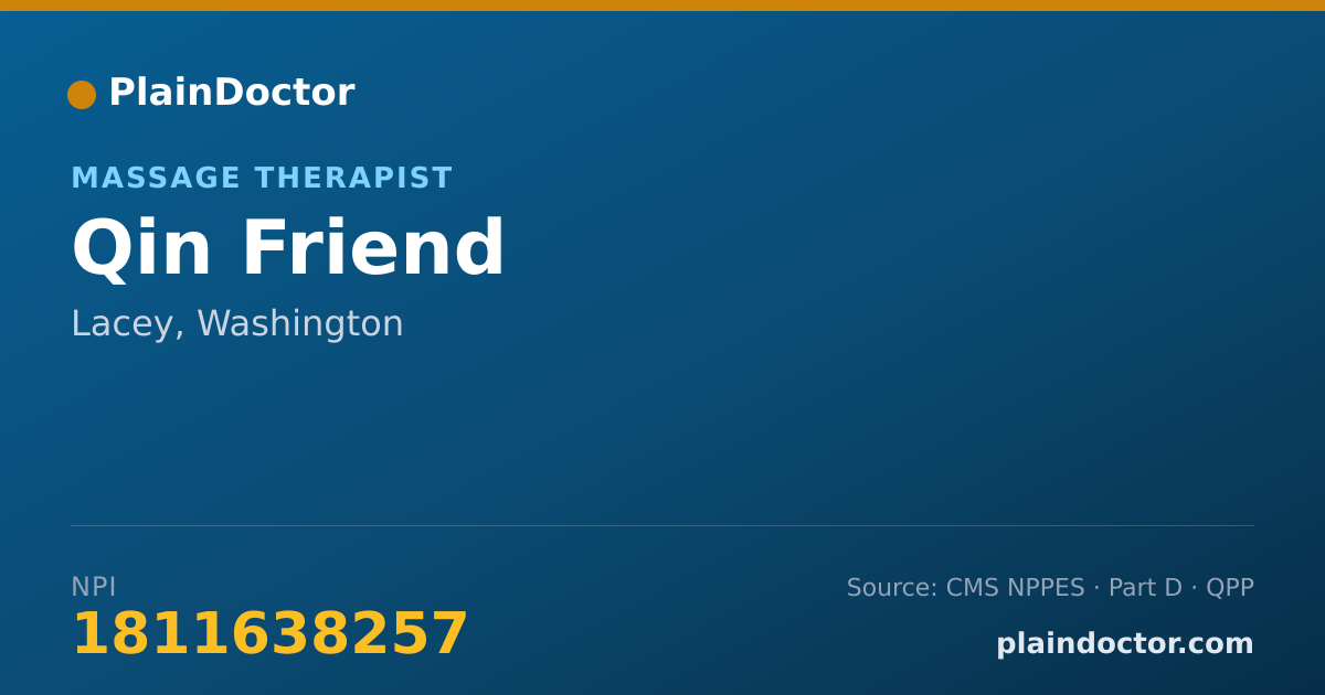 Shareable card for Qin Friend - Massage Therapist, Lacey, WA