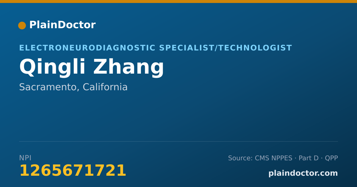 Shareable card for Qingli Zhang - Electroneurodiagnostic Specialist/Technologist, Sacramento, CA