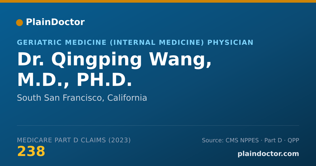 Shareable card for Qingping Wang, M.D., PH.D. - Geriatric Medicine (Internal Medicine) Physician, South San Francisco, CA