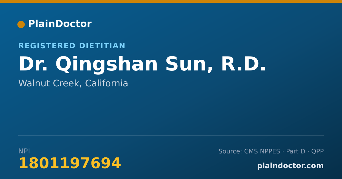 Shareable card for Qingshan Sun, R.D. - Registered Dietitian, Walnut Creek, CA
