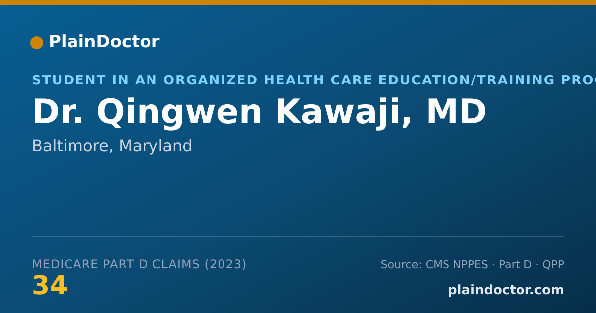 Shareable card for Qingwen Kawaji, MD - Student in an Organized Health Care Education/Training Program, Baltimore, MD