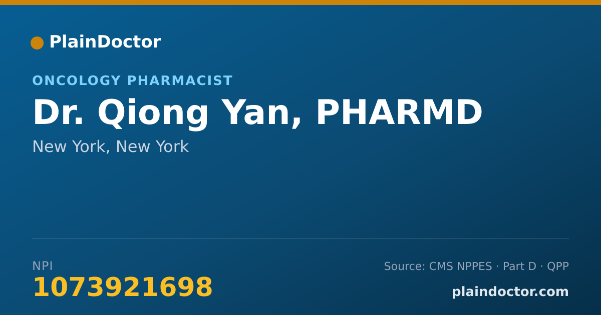 Shareable card for Qiong Yan, PHARMD - Pharmacist Clinician (PhC)/ Clinical Pharmacy Specialist, New York, NY
