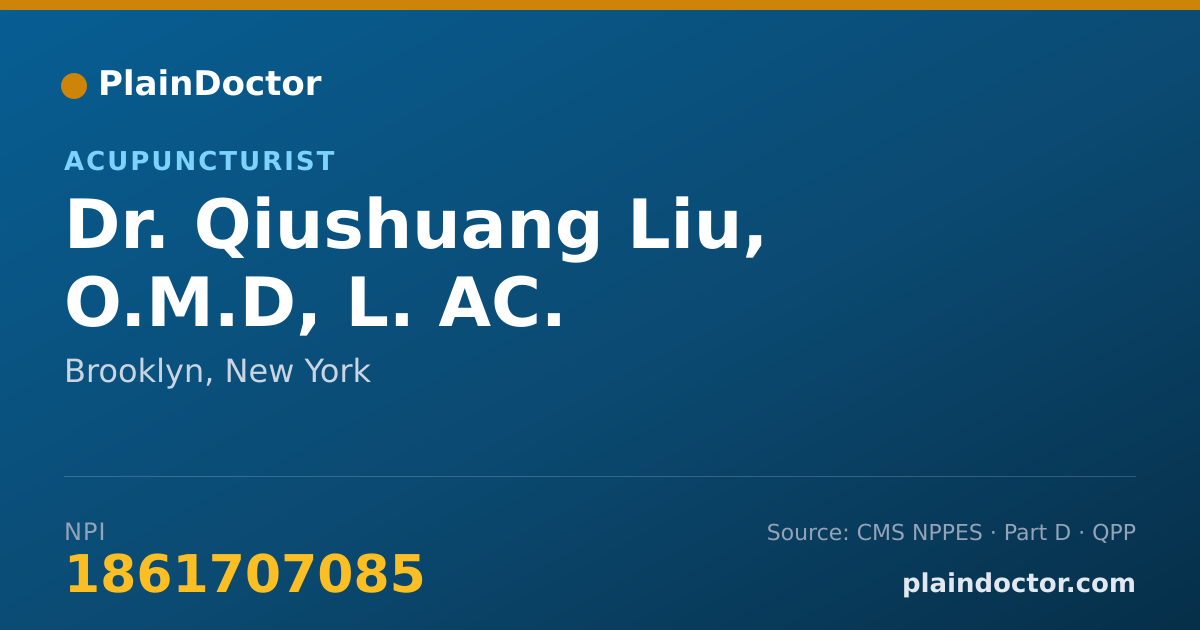 Shareable card for Qiushuang Liu, O.M.D, L. AC. - Acupuncturist, Brooklyn, NY