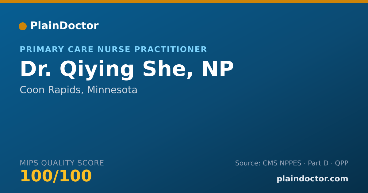 Shareable card for Qiying She, NP - Primary Care Nurse Practitioner, Coon Rapids, MN