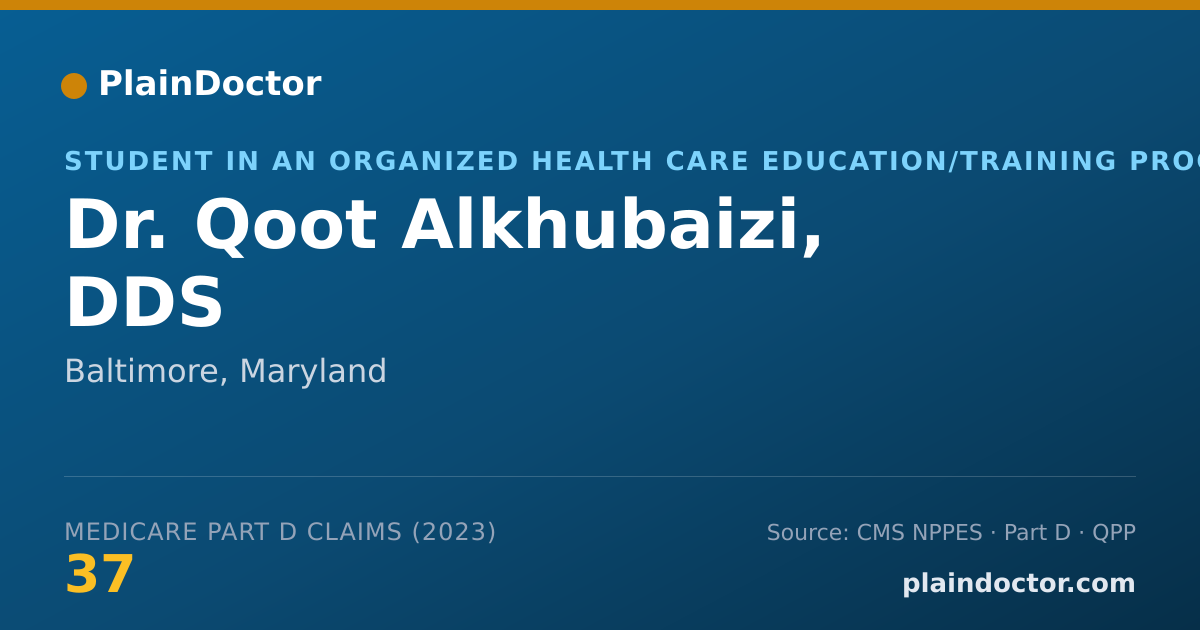 Shareable card for Qoot Alkhubaizi, DDS - Student in an Organized Health Care Education/Training Program, Baltimore, MD