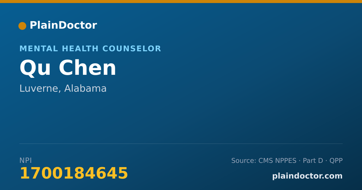 Shareable card for Qu Chen - Mental Health Counselor, Luverne, AL