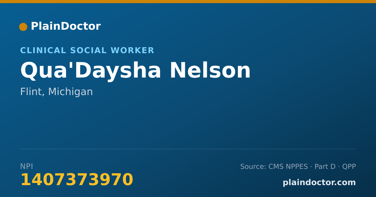 Shareable card for Qua'Daysha Nelson - Clinical Social Worker, Flint, MI