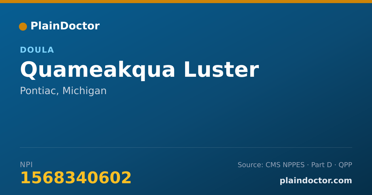 Shareable card for Quameakqua Luster - Doula, Pontiac, MI