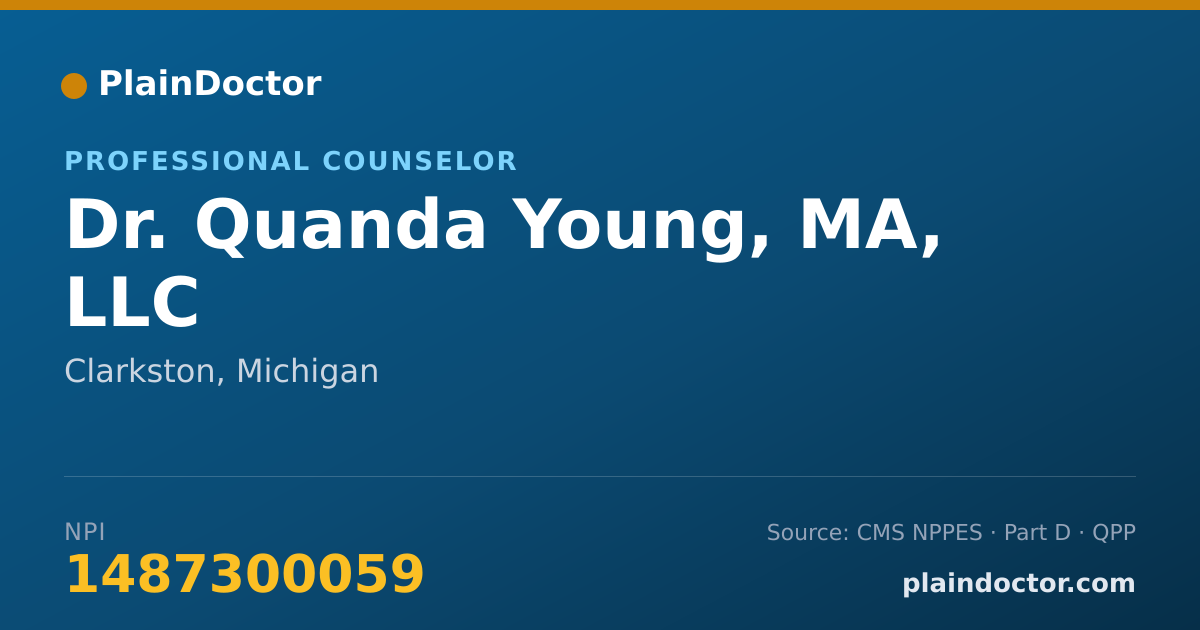 Shareable card for Quanda Young, MA, LLC - Professional Counselor, Clarkston, MI