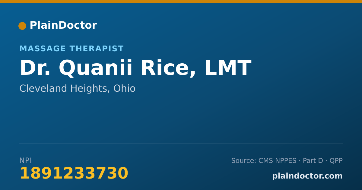 Shareable card for Quanii Rice, LMT - Massage Therapist, Cleveland Heights, OH