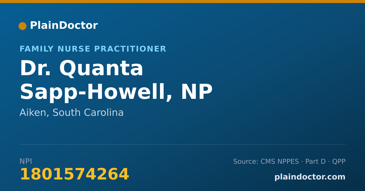 Shareable card for Quanta Sapp-Howell, NP - Family Nurse Practitioner, Aiken, SC