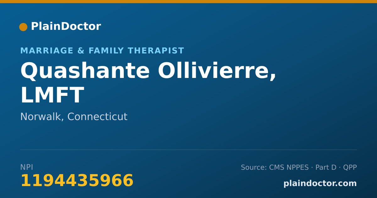 Shareable card for Quashante Ollivierre, LMFT - Marriage & Family Therapist, Norwalk, CT